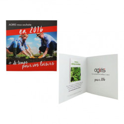 Carte publicitaire personnalisée 2 volets + sachet de graines, goodies original vert écologique, objet pub naturel