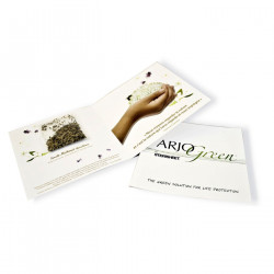 Carte publicitaire personnalisée 2 volets + sachet de graines, goodies original vert écologique, objet pub naturel