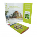 Carte publicitaire personnalisée 3 volets + sachet de graines, goodies original vert écologique, objet pub naturel