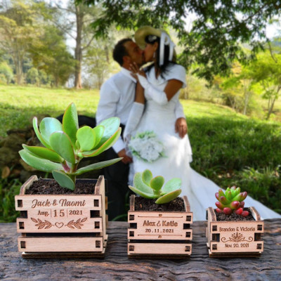 Tiny Plante Wooden Box, boite en bois au logo personnalisable, saura ravir vos invités pour un mariage