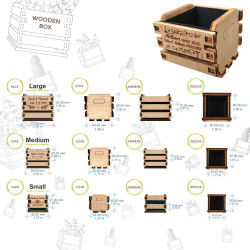 Tiny Plante Wooden Box, boite en bois au logo personnalisable, personnalisation par gravure, caractéristiques techniques