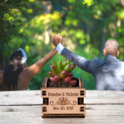 Tiny Plante Wooden Box spécial Mariage, boite en bois au logo personnalisable, idéale pour vos invités de mariage