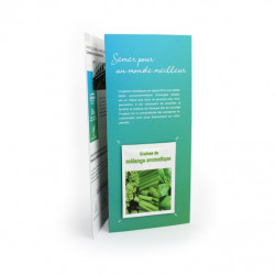 Carte publicitaire personnalisée 3 volets + sachet de graines, goodies original vert écologique, objet pub nature, flyer