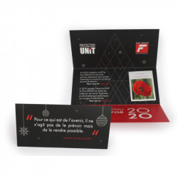 Carte publicitaire personnalisée 3 volets + sachet de graines, goodies original vert écologique, objet pub nature