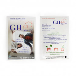 Sachet de graines personnalisés publicitaire, fleurs, aromatiques, légumes, goodies écologiques, objet pub nature