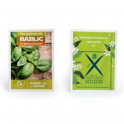 Sachet de graines personnalisés publicitaire, fleurs, aromatiques, légumes, goodies écologiques, objet pub nature