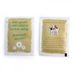 Sachet de graines personnalisés publicitaire, fleurs, aromatiques, légumes, goodies écologiques, objet pub nature