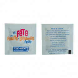 Sachet de graines personnalisés publicitaire, fleurs, aromatiques, légumes, goodies écologiques, objets pub nature