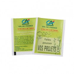 Sachet de graines personnalisés publicitaire, fleurs, aromatiques, légumes, goodies écologiques, objet pub nature