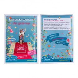 Sachet de graines personnalisés publicitaire, fleurs, aromatiques, légumes, goodies écologiques, objet pub nature