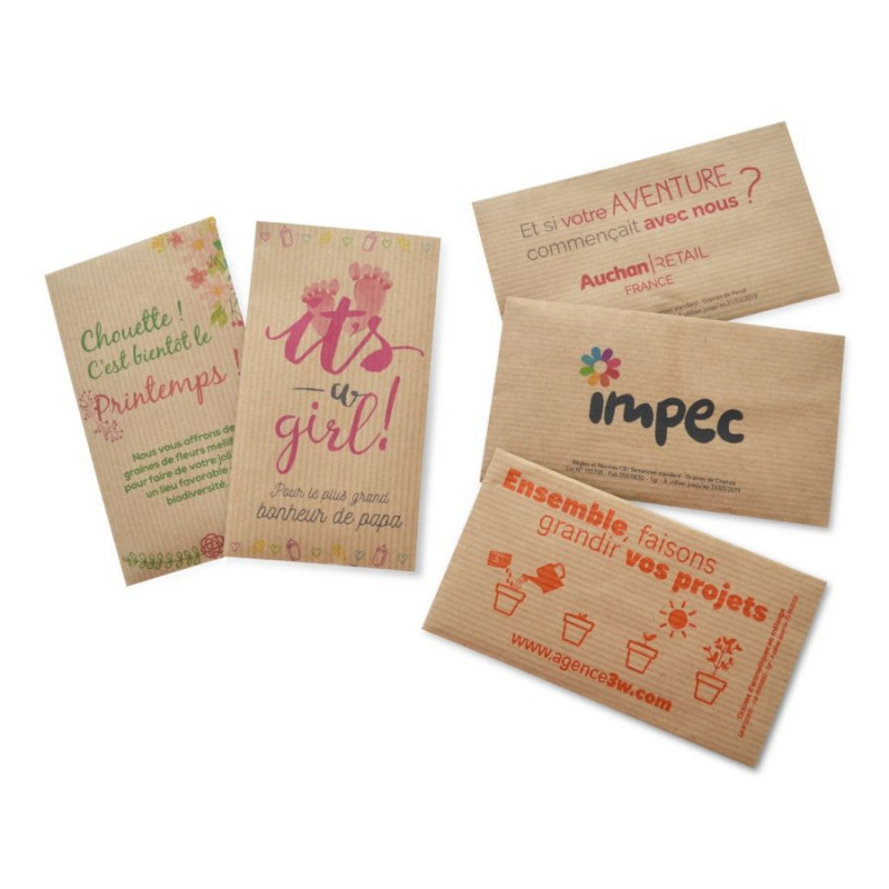 Sachet de graines publicitaires personnalisé 70x120 mm papier Kraft