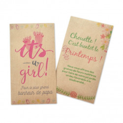 Sachet de graines personnalisés publicitaire, fleurs, aromatiques, légumes, goodies écologiques, objet pub nature, papier kraft