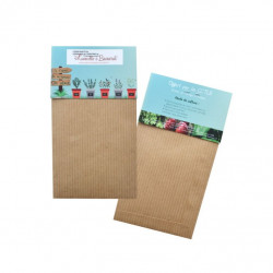 Sachet de graines personnalisés publicitaire, fleurs, aromatiques, légumes, goodies écologiques, objet pub nature, papier kraft