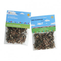 Sachet de graines personnalisés publicitaire, fleurs, aromatiques, légumes, goodies écologiques, objet pub nature, plantes