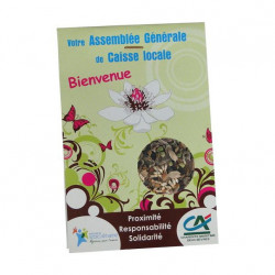 Sachet de graines personnalisés publicitaire, fleurs, aromatiques, légumes, goodies écologiques, objet pub nature, plantes